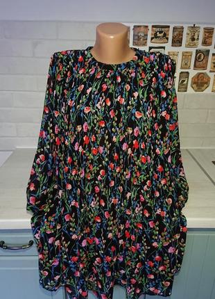 Красивое платье свободного фасона в цветы zara р.42/447 фото
