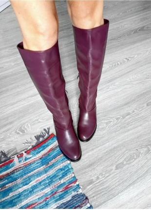 Демисезонные высокие сапоги, обувь фиолетовая9 фото
