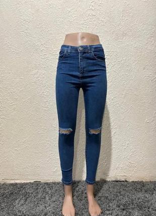 Рваные джинсы синие/женские джинсы синие