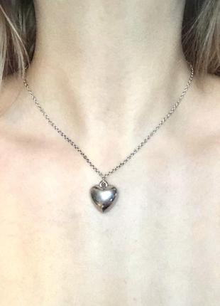 Срібний кулон серце на ланцюжку1 фото