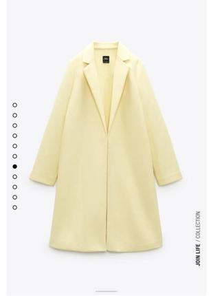 Легке пальто з лацканами лимонного кольору вільно крою з нової колекції zara  розмір s3 фото