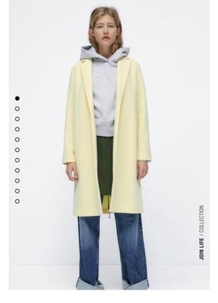 Легкое пальто с лацканами лимонного цвета свободно кроя из новой коллекции zara размер s