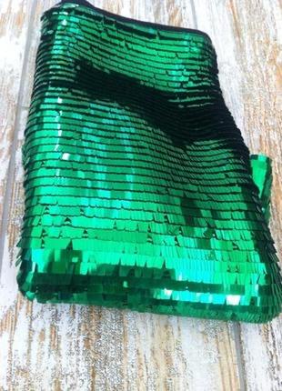 Крутая зеркальная мерцающая зеленая юбка расшитая пайетками с, 44
