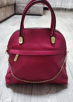 Кожаная розовая сумка genuine leather