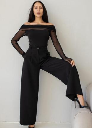 Черное боди с открытыми плечами боди черный с сеткой