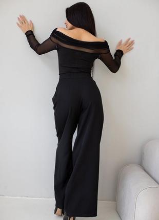 Черное боди с открытыми плечами боди черный с сеткой