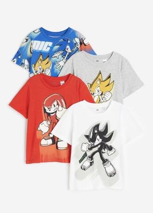 Футболки комплект 4 шт з принтом sonic h&m