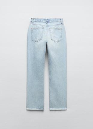 Укорочені джинси zw straight-leg mid-rise/ джинси zara прямого крою9 фото