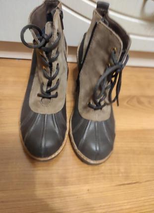 Стильні жіночі демі ботинки ботильйони шкіряні на підборах, р.37/24см