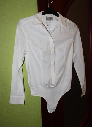 Белый женский боди, комбидресс блузкой, размер s от asos