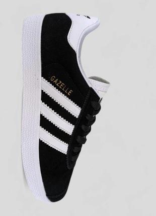 Кросівки кеди adidas gazelle navy black white замшевые кеды кроссовки адидас газели чорные с белым1 фото