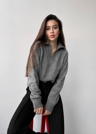 Женский свитер серый2 фото
