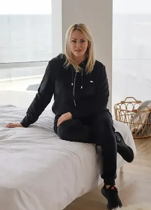 Теплый велюровый костюм-двойка на меху спортивный кофта на молнии и брюки