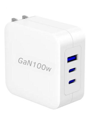 Мережевий зарядний пристрій vhg gan 100 вт 2хusb-c+usb-a white