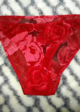 Яскраві трусики із сіточки в трояндах