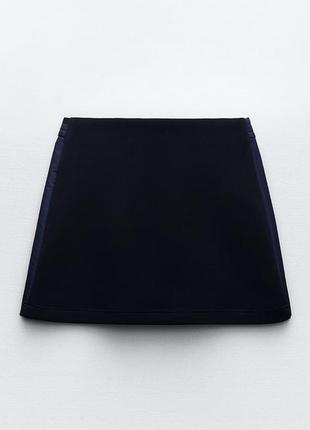 Мини-юбка с высокой талией из контрастной ткани zara6 фото