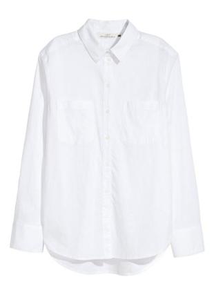 Льняная белая рубашка h&amp;m2 фото