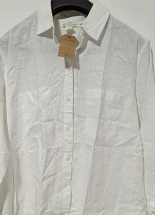 Льняная белая рубашка h&amp;m6 фото
