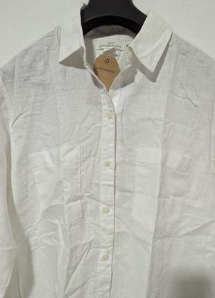 Льняная белая рубашка h&amp;m3 фото