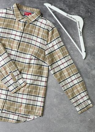 Женская приталенная фланелевая клетчатая оверсайз рубашка в стиле burberry. овершот american vintage y2k workwear carhartt wip полосатая3 фото