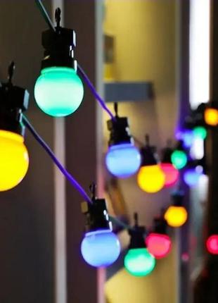 Вулична гірлянда лампочки кулі, різнобарвні, 10 шт. водонепроникні 5 м1 фото