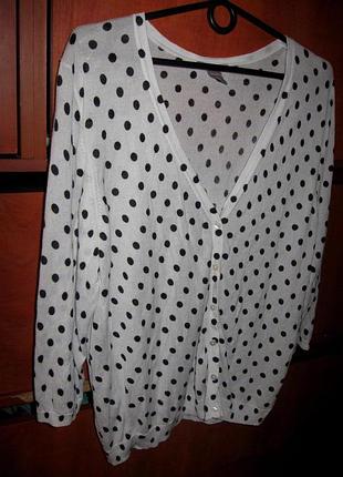 Кардиган короткий в горошек бело-черный