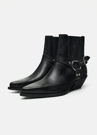 Новые кожаные ботинки (колбойки, казаки, ботинки) zara 36 р