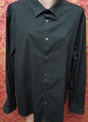 Черная рубашка большого размера 3хл эластичная стрейч