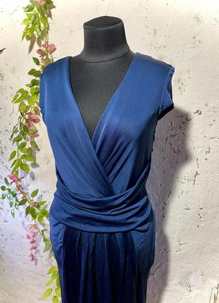 Шелковое синее платье миди от 🫐 issa london 🫐 р. 10 ( s/m)3 фото