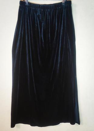 Длинная черная бархатная юбка3 фото