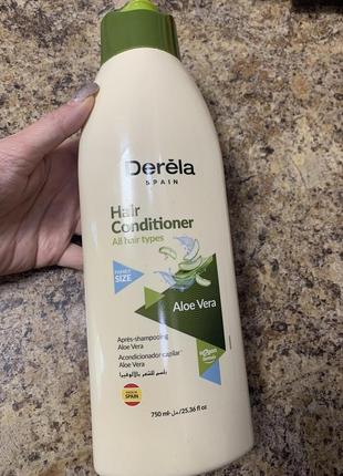 Испания. огромная банка кондиционер для волос derela с алое, 750мл