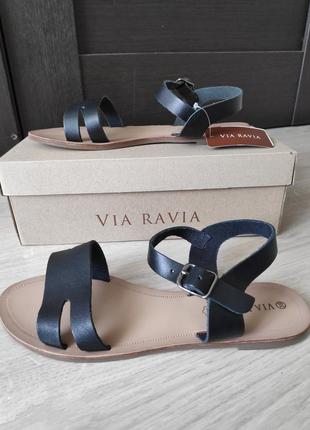 Босоножки via ravia женские 37,5- 38р новые кожаные чёрные