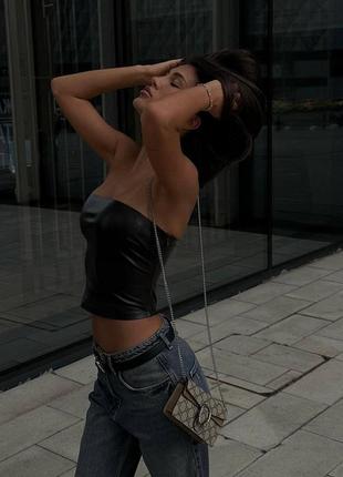 Топ бандо из искусственной кожи, из экокожи, корсет