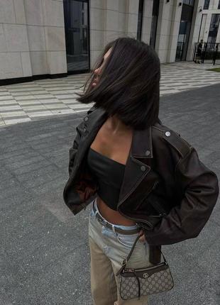 Топ бандо из искусственной кожи, из экокожи, корсет