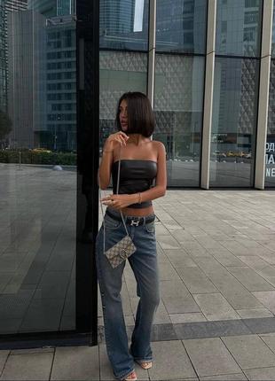 Топ бандо из искусственной кожи, из экокожи, корсет