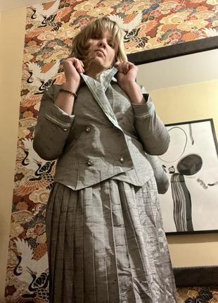 Костюм жакет и юбка, серебряный винтажный костюм, american vintage, hollywood vintage8 фото