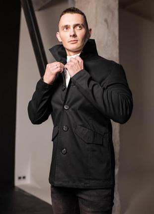 Чоловіча куртка на гудзиках піджак чорний повсякденний