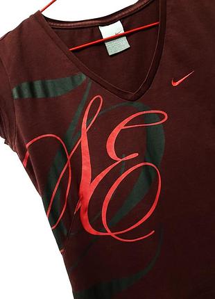 Nike турция футболка лето бордовая рисунок чёрный/розовый короткие рукава женская