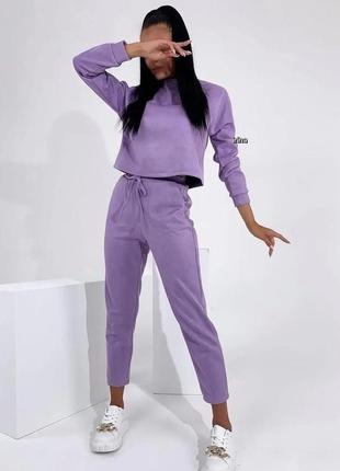 Замшевый лиловый костюм