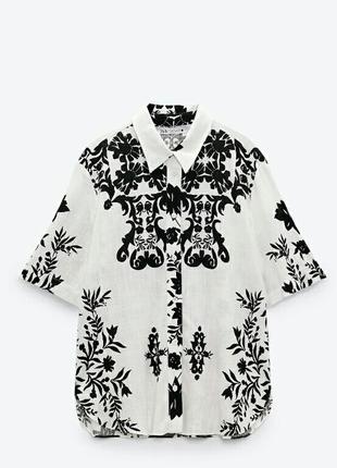 Zara невероятная рубашка рубашка блузка блуза print прин цветы оверсайз бренд zara зара, р.s2 фото