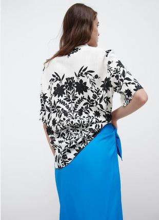 Zara невероятная рубашка рубашка блузка блуза print прин цветы оверсайз бренд zara зара, р.s4 фото