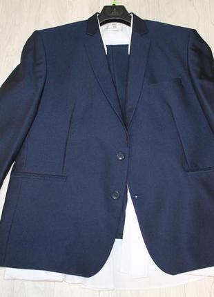 Костюм тройка aljeka королевского синего цвета пиджак брюки рубашка штаны нарядный синий дорогой3 фото