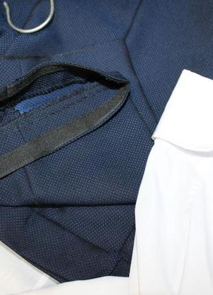 Костюм тройка aljeka королевского синего цвета пиджак брюки рубашка штаны нарядный синий дорогой6 фото