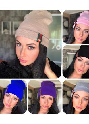 Шапка двойная с принтом пчелы,синяя р.52-60,много цветов