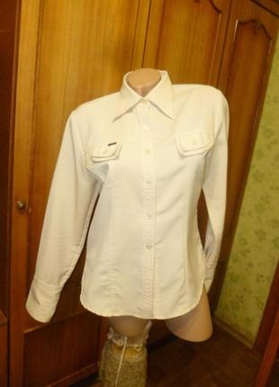 Бежева жіноча сорочка — блузка sursive з довгими рукавами щільненька в ідеалі,вінтаж