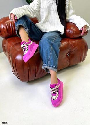 Кроссовки кожаные замшевые фуксия розовые3 фото