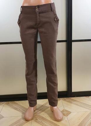 Классические коричневые прямые теплые брюки/брюки м (38)5 фото