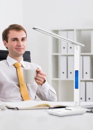 Настольная led лампа vhg tx26cо с календарем и беспроводной зарядкой white