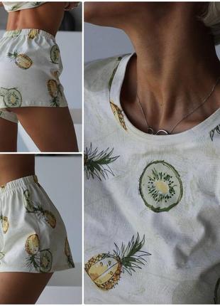 Женская пижама с шортами и футболкой "pineapple" (арт.1553)6 фото