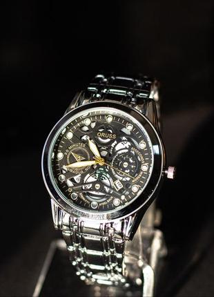 Наручные часы oruss серебряного цвета ремешок и черный циферблат (100125)4 фото